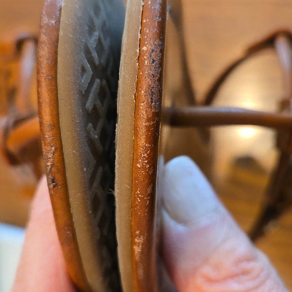 Tory Burch Leather Miller Thong Sandals Size 9 Dark Tan Preloved - Picture 10 of 15